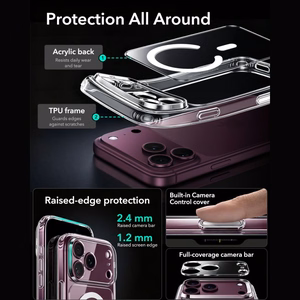 ESR Classic Hybrid MagSafe maciņš modelim iPhone 18 Pro / 17 Pro – caurspīdīgs