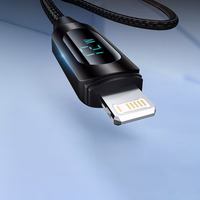 USB-A - Lightning kabelis Wozinsky WUALC1 ar LED ekrānu 2.4A 1m - melns