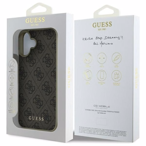 Guess 4G Charms Kolekcijas viedtālruņa apvalks iPhone 16 Plus - brūns