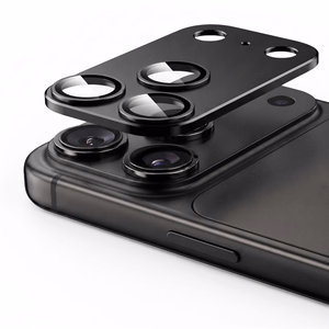 Melns Tech-Protect CamFull Fit+ alumīnija un rūdīta stikla kameras moduļa aizsargs Apple iPhone 18 Pro tālrunim