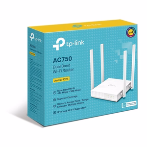 TP-LINK ARCHER C24 bezvadu maršrutētājs Fast Ethernet divjoslu (2.4 GHz / 5 GHz) balts