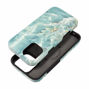 FORCELL F-PROTECT Mirage, militārā standarta pārbaudīts magnētiskais viedtālruņa apvalks IPHONE 16 PLUS, zaļais marmors