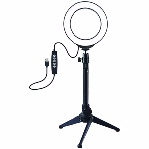 LED Ring Lamp 12cm Ar Desktop Tripod Mount Up To 24.5cm, USB, RGBW