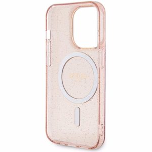Guess GUHMP14LHCMCGP iPhone 14 Pro 6.1" rozā/rozā cietais apvalks Spīdumi Zelts MagSafe