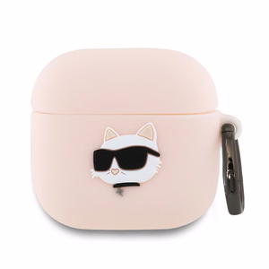 Karl Lagerfeld silikona Choupette galvas 3D apvalks AirPods 4 - rozā
