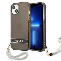 Guess GUHCP13SHTSGSK iPhone 13 mini 5.4" melns/melns cietais viedtālruņa apvalks ar caurspīdīgu dizainu Stap