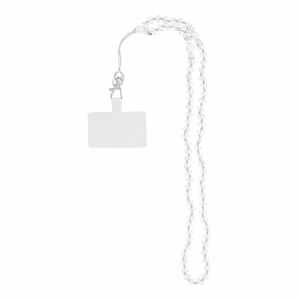 CRYSTAL DIAMOND tālruņa siksniņa, tālruņa piekariņš / auklas garums 74 cm (37 cm cilpā) / uz kakla – balts