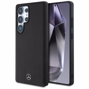 Mercedes Ādas Iespiestas līnijas Magnētiskais apvalks Samsung Galaxy S25 Ultra - melns