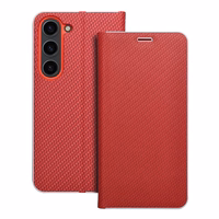 Viedtālruņa apvalks LUNA Book Carbon priekš SAMSUNG S23 sarkans