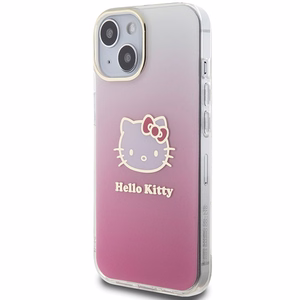 Hello Kitty IML Gradient Electrop Kitty Head viedtālruņa apvalks iPhone 15 - rozā