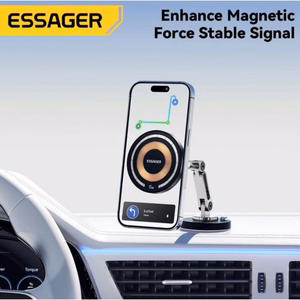 Automašīnas turētājs Essager Stand, melns (15W / Magsafe saderīgs) (magnētisks / lipīgs paliktnis)