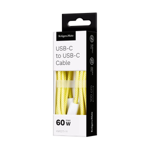 Krüger&Matz Basic USB-C–USB-C kabelis, 60 W, 1 m, dzeltens