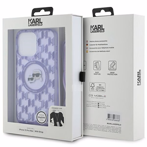 Karl Lagerfeld IML Crossbody Monogram Karl & Choupette Head Magnētiskais viedtālruņa apvalks iPhone 15 Pro - violets