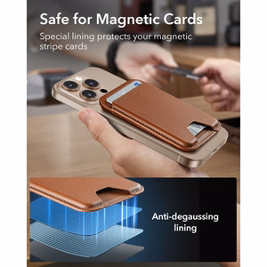 ESR Classic ar RFID aizsardzību MagSafe magnētiskais karšu maciņš tālrunim ar statīvu – brūns