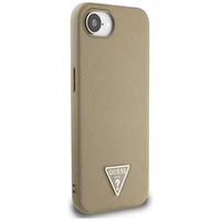 Guess Grained Triangle MagSafe viedtālruņa apvalks iPhone 16e - brūna