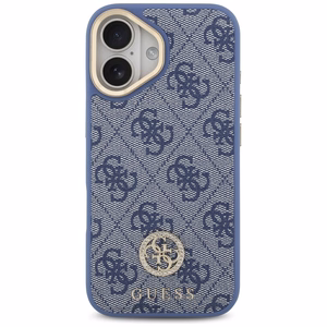 Guess 4G Strass Logo & Big Strap Metal Buttons Magnētiskais viedtālruņa apvalks iPhone 17 - zils