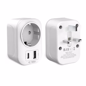 Tech-Protect TA100 UK adapteris balts