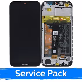 LCD Displejs Saderīgs ar Huawei Y5 2019 Melns Ar Frame (Service Pack)