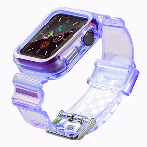 Силиконовый ремешок-браслет с чехлом и подсветкой для Apple Watch 44mm - фиолетовый
