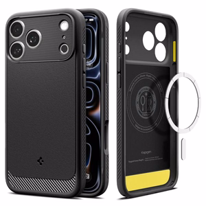 Spigen Rugged Armor MagSafe maciņš modelim iPhone 18 Pro / 17 Pro – krāsa: matēta melna