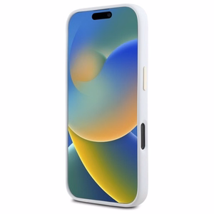 Guess Silikona Logo Strass 4G Apvalks iPhone 16 Pro - balts