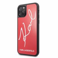 Karl Lagerfeld Signature Glitter viedtālruņa apvalks iPhone 11 Pro Max - sarkans