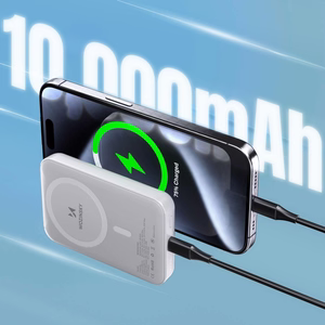 Wozinsky WRW349YWS 10000 mAh Magnētiskais Portatīvais lādētājs (m) - balts