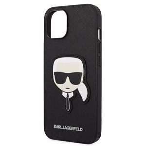 Karl Lagerfeld Saffiano Karl's Head Patch viedtālruņa apvalks iPhone 14 Plus - melns