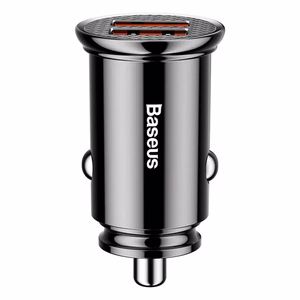 Baseus Circular automašīnas lādētājs 2x USB QC3.0, 30W, melns