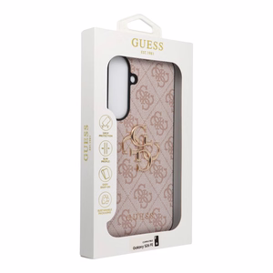 Guess Leather 4G Metal Logo vāciņš Samsung Galaxy S26 FE – rozā