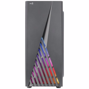 Aerocool DELTABKV1 ATX datora korpuss ar RGB priekšpusi, pilnu sānu logu un 12 cm ventilatoru, melns