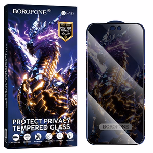 Borofone BF10 Armor visu ekrānu nosedzošs rūdīts stikls ekrānam, privātuma filtrs, paredzēts iPhone 17e/16e/14/13/13 Pro, 10 gab.