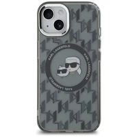 Karl Lagerfeld IML Monogramma Karl & Choupette Head Magnētiskais iPhone 15 Plus viedtālruņa apvalks - melns