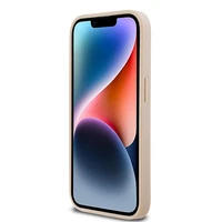 DKNY ādas rūtainais mono raksts un drukātas svītras viedtālruņa apvalks iPhone 14 Pro - rozā