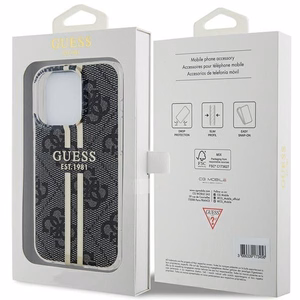 Guess IML 4G Gold Stripe viedtālruņa apvalks iPhone 15 Pro - melns