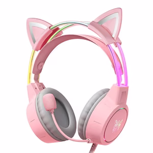 ONIKUMA X15Pro spēļu austiņas rozā/kaķu ausis