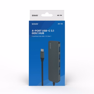 SAVIO USB-C sadalītājs - 4 x USB-A, AK-54