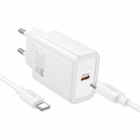 Lādētājs Hoco USB-C QC PD 20W + kabelis USB-C uz Lightning N60 balts