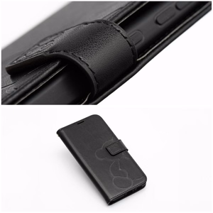 MEZZO grāmatas tipa viedtālruņa apvalks SAMSUNG A36 5G ar lācīti, melns