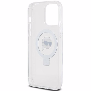 Karl Lagerfeld KLHMP15LHMRSKHH iPhone 15 Pro 6.1" balts/balts cietais apvalks ar gredzena statīvu Karl Head Magnētiskais