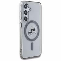 Viedtālruņa apvalks Karl Lagerfeld Button Karl & Choupette Heads Izdrukāts logotips MagSafe Samsung Galaxy S25 Plus - melns