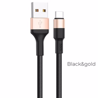 Kabelis USB A uz USB C Hoco 2A 1 m X26 melns un zeltains