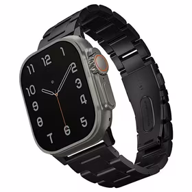 UNIQ siksniņa Osta Apple Watch 42/44/45/     49mm Series 1/2/3/4/5/6/7/8/9/10/SE/SE2/Ultra/Ultra 2 nerūsējošā tērauda melns/melns