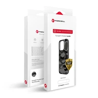 Viedtālruņa apvalks FORCELL F-PROTECT Levels ar divslāņu 4D tehnoloģiju, militārā triecientesta sertifikātu, saderīgs ar MagSafe, paredzēts IPHONE 16 melns kamuflāžas