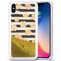 Zizo Liquid Glitter Star maciņš iPhone X (rozā Flowers)