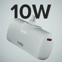 SBS EcoPower 5000 mAh 10W portatīvais lādētājs ar iebūvētu USB-C portu - pelēka