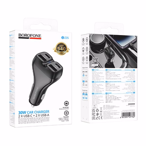 Borofone Car charger BZ35 Leader - 2 x Type C + USB - PD 30W black