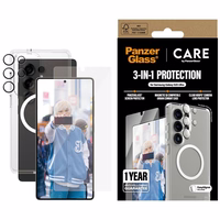 CARE by PanzerGlass Flagship 3in1 viedtālruņa apvalks + stikls + lēcas aizsardzības komplekts Samsung Galaxy S25 Ultra