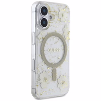 Guess Resin Flowers Glitter MagSafe iPhone 16 viedtālruņa apvalks (m) - smilškrāsas (m)
