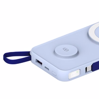 3mk PastelUp 10000mAh 22.5W USB 1A1C Bezvadu Portatīvais lādētājs (m) - zils